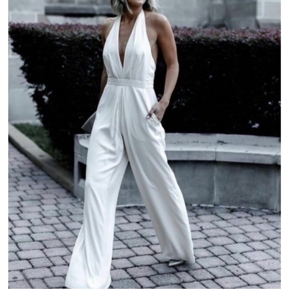 SOLD🎉NWOT BHLDN X JILL STUART | SZ 4 | Mara Wide Leg Cream White Jumpsuit - Picture 6 of 11